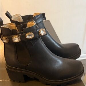 Steve Madden Black Ankle Boots with Jewel Accents